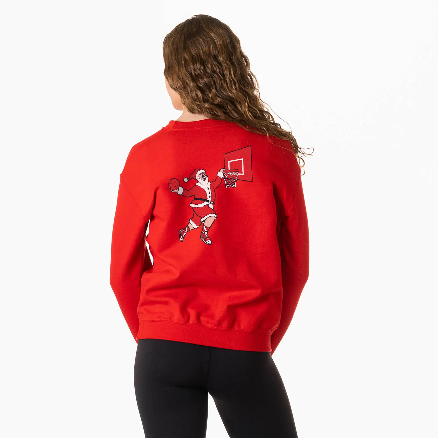Basketball Crewneck Sweatshirt - Slam Dunk Santa (Back Design) 